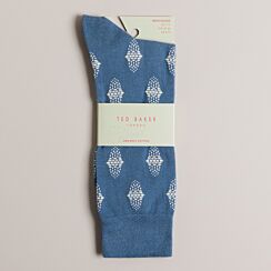 DRENCHD Blue Geometric Jacquard Men's Crew Socks