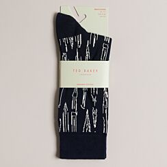 BOILIN Navy Pen Pattern Men's Crew Socks