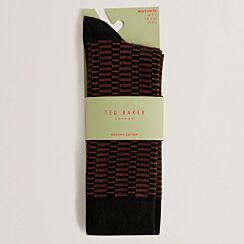 SOKKONE Brown Patterned Men's Crew Socks