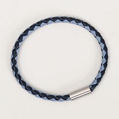 BRIICE Two Tone Navy Woven Leather Bracelet