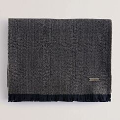 LEWIIS Navy Herringbone Block Colour Scarf