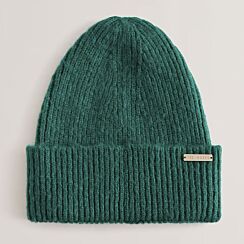 LIDIAAS Bright Green Knitted Ribbed Beanie Hat