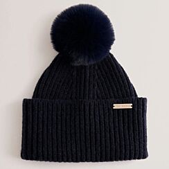 EMILYYA Navy Knitted Bobble Hat