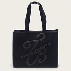 RAYAH Black Script Large Felt Tote Bag