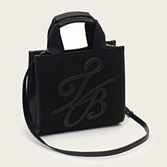 RAYLEA Black Script Medium Felt Tote Bag