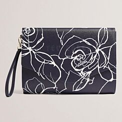 ALMIKON Navy Linear Rose Envelope Pouch Bag