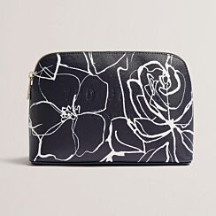 ALLIMI Navy Linear Rose Large Makeup Bag