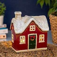 Red Traditional Christmas House Tealight Holder