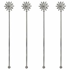 Metal Snowflake Cocktail Stirrer Pack of 4