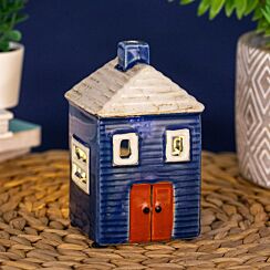 Dark Blue House Tealight Holder