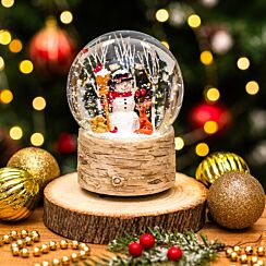 Snowman & Woodland Animals Large Musical Snow Globe