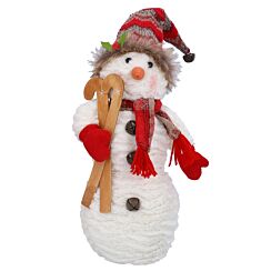 Large Plush Snowman With Knitted Hat Ornament