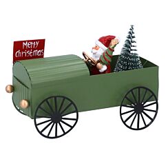 Green Tin Car with Santa Ornament