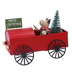 Red Tin Car with Rudolf Ornament