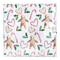 Set of 20 Gingerbread & Candy Canes Paper Napkins