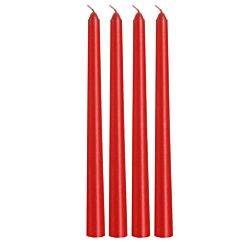 Pack of Four Red Wax Taper Christmas Candles
