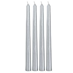 Pack of Four Silver Taper Wax Taper Christmas Candles