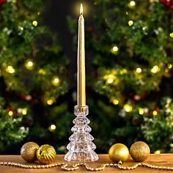 Clear Glass Tree Shaped Candlestick Holder