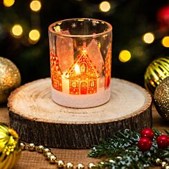 Clear Glass Tealight Holder With Gingerbread House