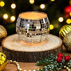 Silver Mirrorball Tealight Holder