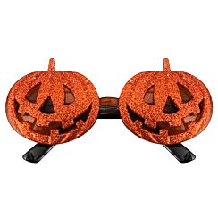 Orange Glitter Pumpkin Halloween Glasses