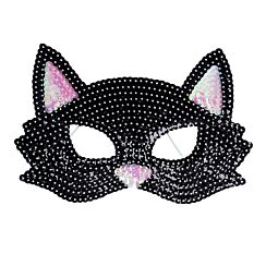 Sequin Black Cat Halloween Dress Up Mask