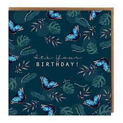 Blue Morpho Butterfly Noir ‘It’s Your Birthday’ Birthday Card