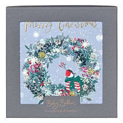 Wreath With Robin Set of 8 Festive Christmas Cards