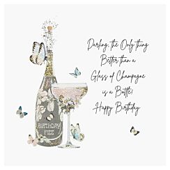 Glass Of Champagne Luxury Birthday Card
