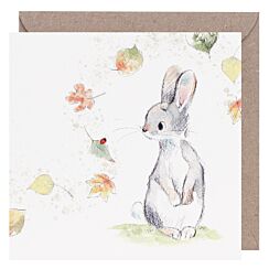 Rabbit and Leaves with Ladybird Square Greetings Card