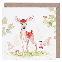 Deer In Woodland Square Greetings Card