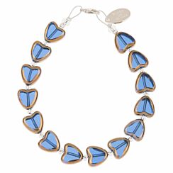 Blue Gold Edged Hearts Bracelet