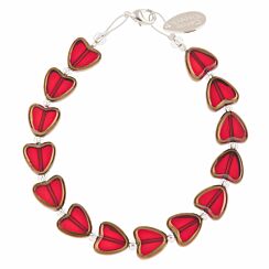 Red Gold Edged Hearts Bracelet