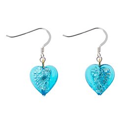 Silver Lined Turquoise Heart Earrings