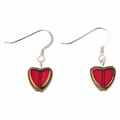 Red Gold Edged Hearts Earrings