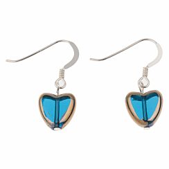 Teal Gold Edged Hearts Earrings