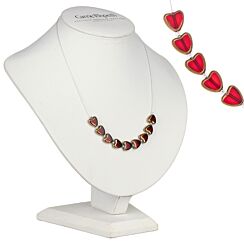 Red Gold Edged Hearts Necklace