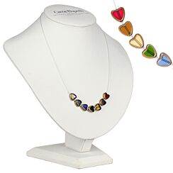 Multi Gold Edged Hearts Necklace