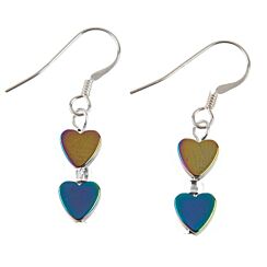 Rainbow Hearts Hematite Earrings