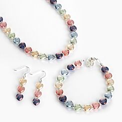 Rainbow Lustre Hearts 3 Piece Jewellery Set