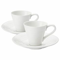 White Set of Two Espresso Cup & Saucer