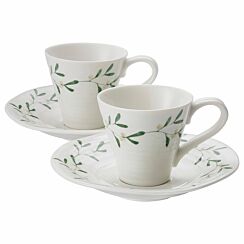 Mistletoe Amor Set of Two Espresso Cups & Saucers