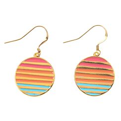 Warm Enamel Sunset Pendant Earrings