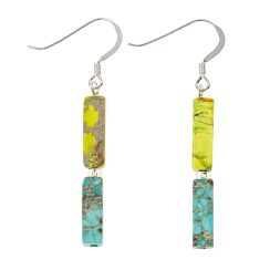 Turquoise/Lime Rainbow Jasper Earrings