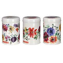 Garden Flowers Set of Three Round Caddies