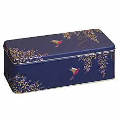 Chelsea Birds Navy Long Deep Rectangular Tin