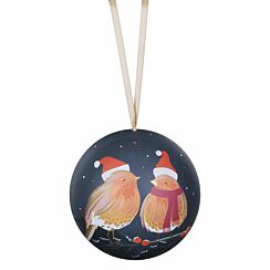 Navy Robins Christmas Tin Bauble