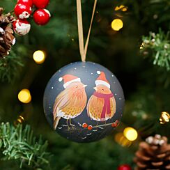 Navy Robins Christmas Tin Bauble