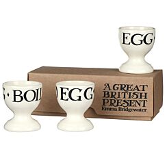 Black Toast Set Of 3 egg Cups Boxed
