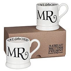 Black Toast Mr & Mr Boxed Set of Two Half Pint Mugs